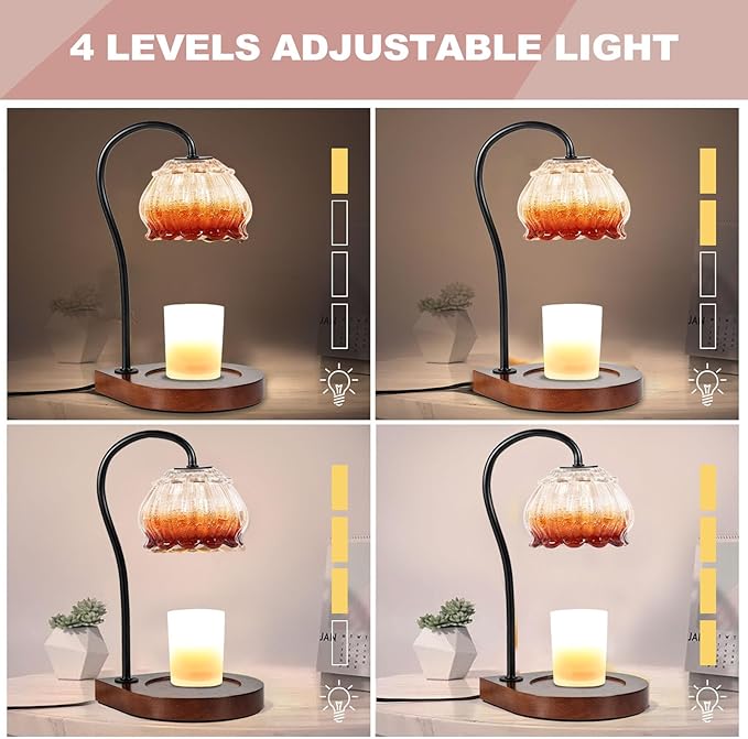 Candle Warmer Lamp with Timer, Electric Dimmable Candle Warmer Melter, Small & Large Jar Fragrance Candle Holders for Home Decoration Gift for Women, Coffee