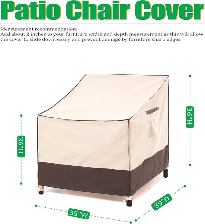 F&J Outdoors Patio Chair Covers Waterproof Outdoor Deep Seat Chair Cover, 35" W x 39" D x 36" H, 2Pack