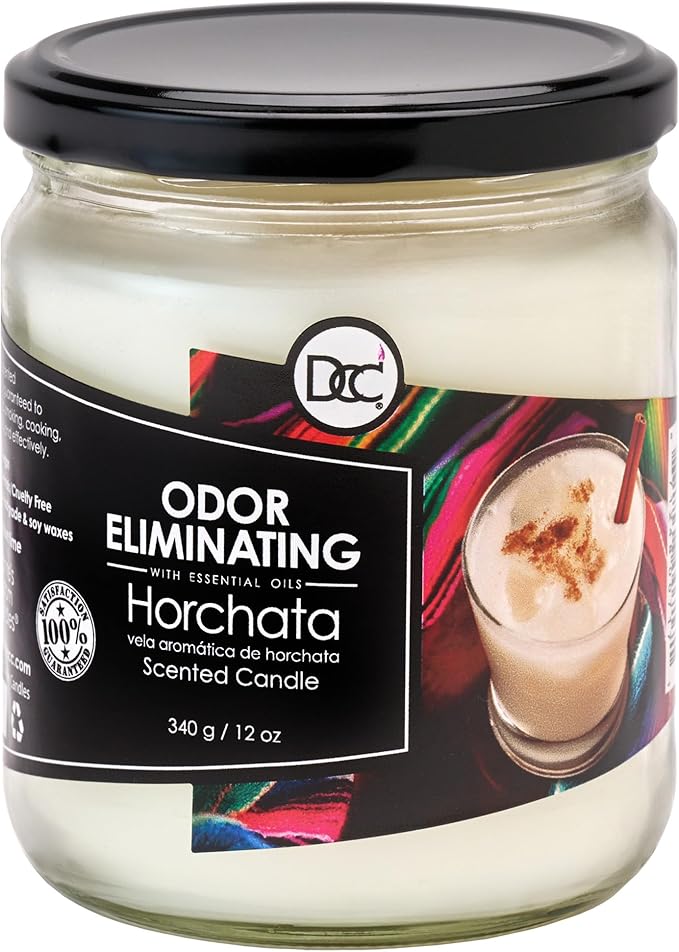 Horchata Odor Eliminating Highly Fragranced Candle - Eliminates 95% of Pet, Smoke, Food, and Other Smells Quickly - Up to 80 Hour Burn time - 12 Ounce Premium Soy Blend