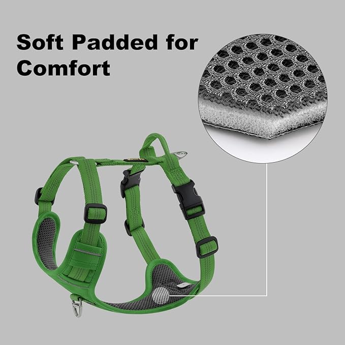 Plutus Pet No Pull Dog Harness, Reflective Adjustable Dog Vest Harness with Handle, Escape Proof, Soft Padded for Small Medium Large Dogs (Green, L)