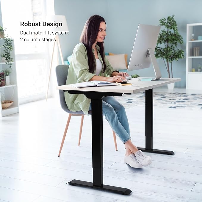 Progressive Desk Stand Up Electric Standing Desk, Compact Home Office Table, Black Frame and Roasted Walnut MDF Tabletop Prime Ryzer 42" x 24"