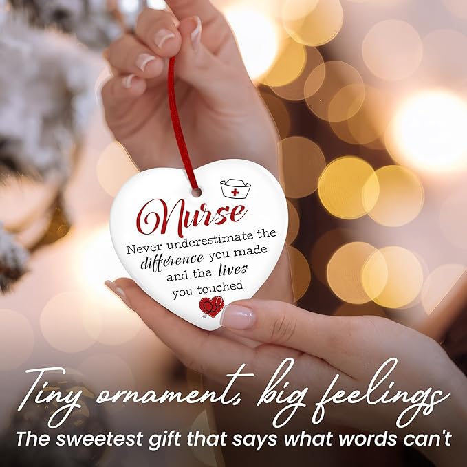 GEEMBI Christmas Nurse Gifts for Women - Ceramic Christmas Ornaments 2025 for Tree Decorations - RN LPN Appreciation Thank You Gifts for Nurses Female, Nurse Gift, Inspirational Gift for Nurses Female