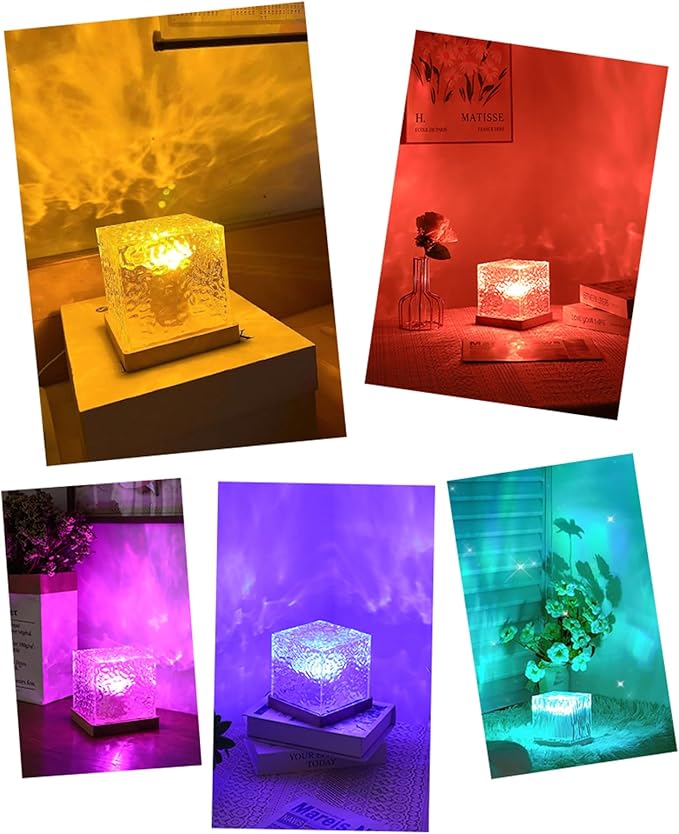 Ocean Wave Projector Light, 16 Color Rechargeable Ocean Lamp, with Power Touch Control and Remote Control Luminorthe Cube Lamp, Bringing You Romance and Tranquility(Charge)