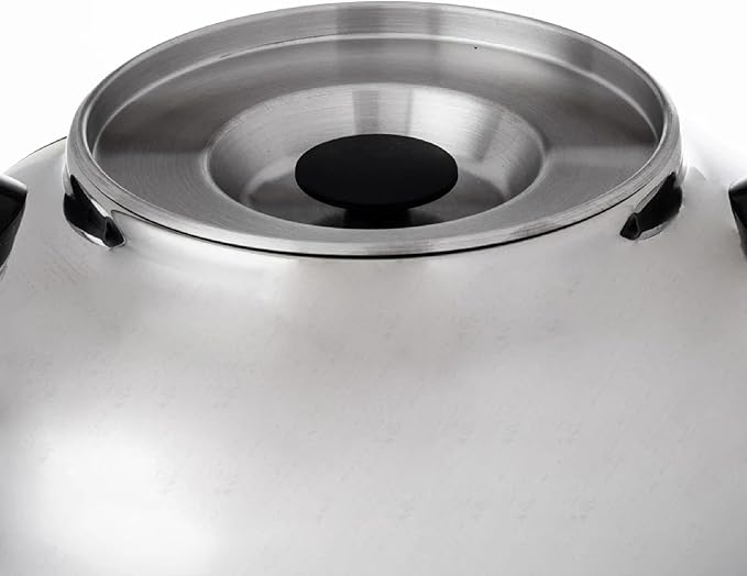 Korkmaz Caykolik A842-01 Stainless Steel Samovar, Upper Pot 1.3 L (43.9 Oz), Bottom Pot 3 L (101.4 Oz) Electric Turkish Tea Maker Set, Double Pots, Inox, Chrome, Black 110 V US Plug, 4.5- Quart