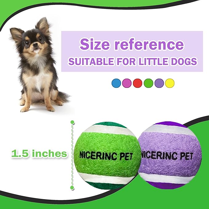 X-Small Dog Tennis Balls Dog Toys Ball 1.5" Pack of 12, Fit Ball Launchers