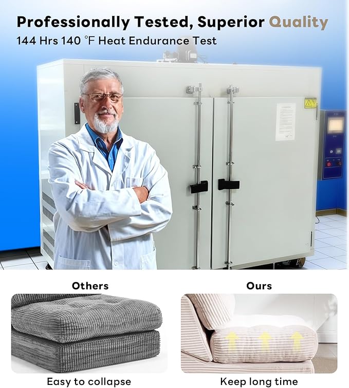 Tbfit 35.8'' Folding Sofa Bed, Convertible Sleeper Chair with Large Pillow, Corduroy Folding Couch Bed, Portable & Foldable Mattress Boneless Floor Sofa Set of 2, Khaki