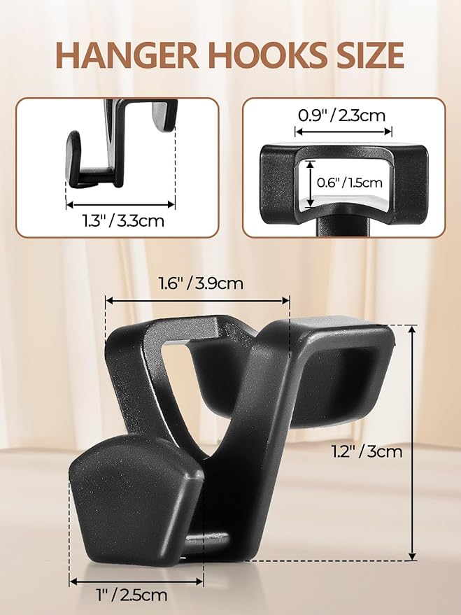 HOUSE DAY Space Saving Hanger Hooks 20 Pack, Black Clothes Hanger Connector Hooks, Heavy Duty Hangers Hook Space Saver, Sturdy Hangers Connector Hook, Premium Cascading Space Saver for Closet