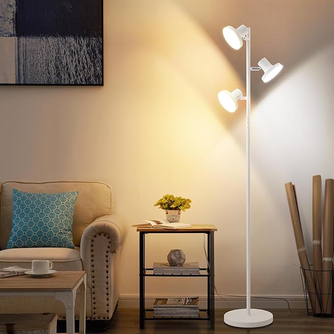 36W LED Tree Floor Lamp, Modern Dimmable Standing Lamp with Remote & Touch Control, 4 Color Temperatures, 3 Rotatable LED Light Floor Lamps for Living Room, Bedroom, Office