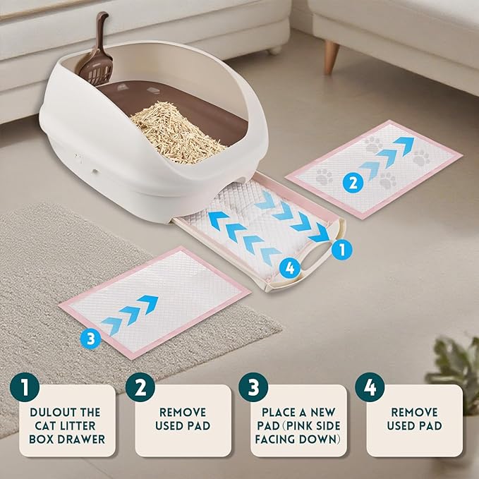 100 Count Cat Litter Pads for Tidy Cats Breeze Litter System 16.9 x 11.4 Inch Lavender Scented Cat Pad Refills Super Absorbent Quick-Dry Pee Pads for Cats(Pink)