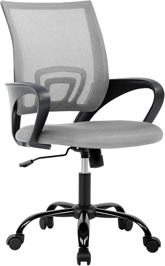 BestOffice Office Chair Ergonomic Cheap Desk Chair Mesh Computer Chair Lumbar Support Modern Executive Adjustable Stool Rolling Swivel Chair for Back Pain (Grey)