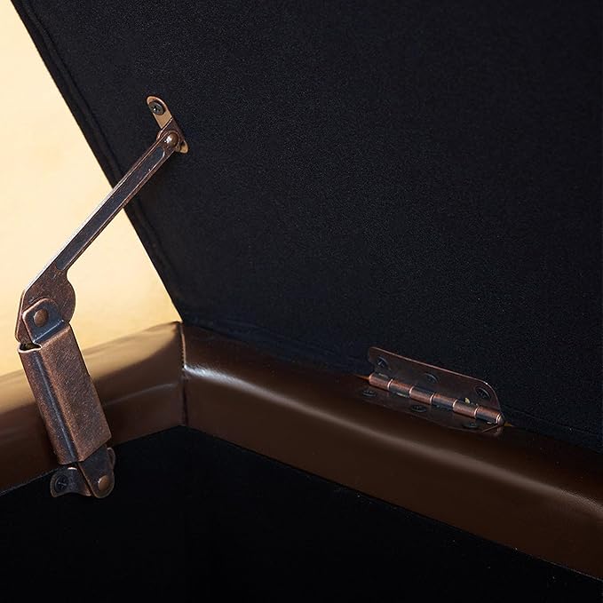 Joveco Storage Ottoman Bench, 51 Inch Leather Tufted Bench for End of Bed, Bedroom, Living Room, Brown