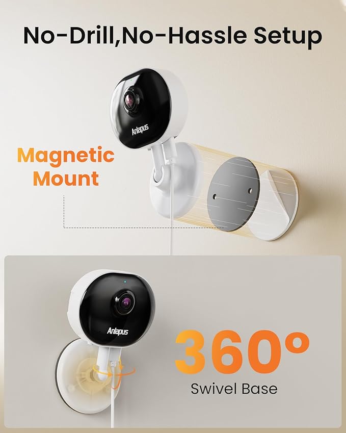 Anlapus C688 2MP Plug-in WiFi Indoor Camera for Home Security, Pet Camera with Phone App, Smart Motion/Person Detection, 2 Way Audio, Baby Monitor, Memory Card/Cloud Storage, Easy & Quick Install