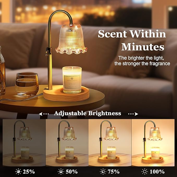Candle Warmer Lamp with Timer Dimmable, Birthday Gifts for Women Mom, House Warming Gifts New Home Decor, Wax Melt Warmer for Jar Candles with 2 Bulbs
