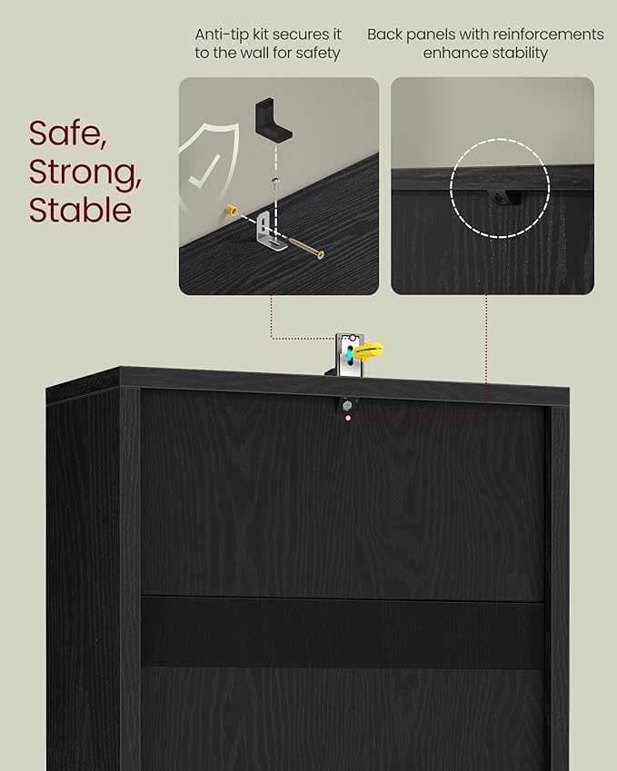 VASAGLE Custos Collection - Bookshelf, 4-Tier Bookcase, Book Shelf, Open Storage Shelf, 9.4 x 11.8 x 41.7 Inches, for Living Room, Home Office, Dining Room, Ebony Black ULBC434B01