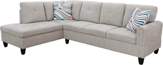 108-Inch Modular L-Shaped Sectional Sofa with Deep Seat, Modern L Shaped Cloud Couch with Chaise, Upholstered Couches for Living Room, Bedroom, Office, No Assembly Require (Gray)