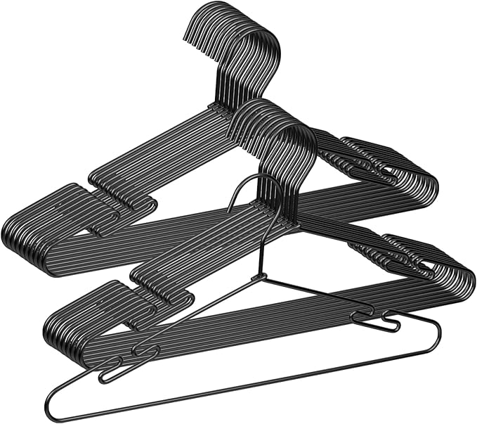 VWV 20 Pack Black Aluminum Hangers, 16.5 Inch Smooth and Durable Metal Shirt Dress Hanger, Lightweight and Sturdy Metal Hanger, Suit Jacket Dress Hangers