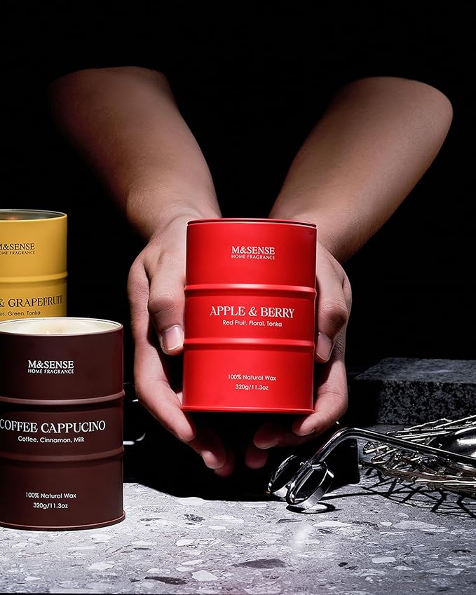 M&SENSE Coffee Cappucina Scented Candles, Christmas Soy Wax,Christmas Decor Candle 11.3oz 70 Hours Long Lasting Burning, Strong Coffee Aroma Candle Unique Housewarming Appreciation Gifts