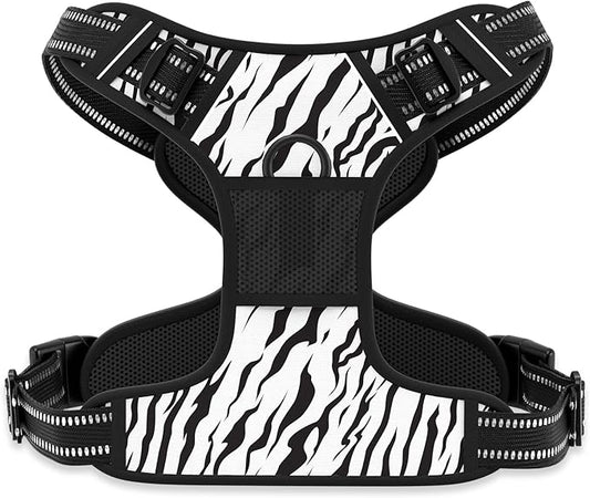 Rnivvi No Pull Dog Harness, Cute Reflective X-Large Sized Puppy Harness, Adjustable Soft Padded Vest for Large Dogs, Heavy Duty Pet Vest with Easy Control Handle for Walking Training, Zebra Print
