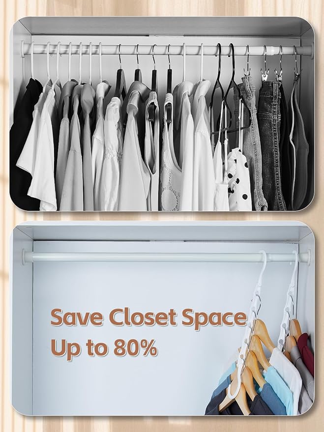 HOUSE DAY White Magic Plastic Hangers Space Saving Organizers and Storage Clothes Hanger Multi Hangers Sturdy Wardrobe Closet for Heavy Clothes, Dorm Room Bedroom Home RV Car Camper Essentials 20 Pack