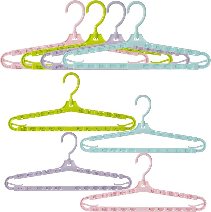 Extra Large Sturdy Hangers Big Drying Clothes Hangers Enlarge Adjustable Shoulder 16.4"-27.2" for Wide Polos Tops Cardigans Quilt Bath Towel and Tall Shirts 4Pack 4Colors
