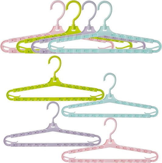 Extra Large Sturdy Hangers Big Drying Clothes Hangers Enlarge Adjustable Shoulder 16.4"-27.2" for Wide Polos Tops Cardigans Quilt Bath Towel and Tall Shirts 4Pack 4Colors
