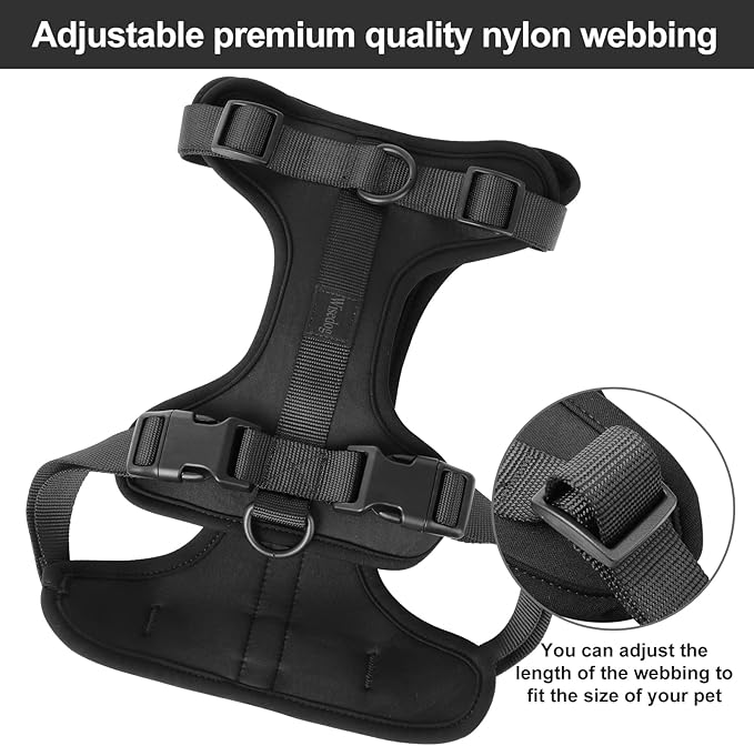 No Pull Lightweight Dog Harness: Adjustable Durable Breathable Mesh Pet Vest Harness with Soft & Comfortable Cushion, for Small Medium Large Dogs (XS, Black)