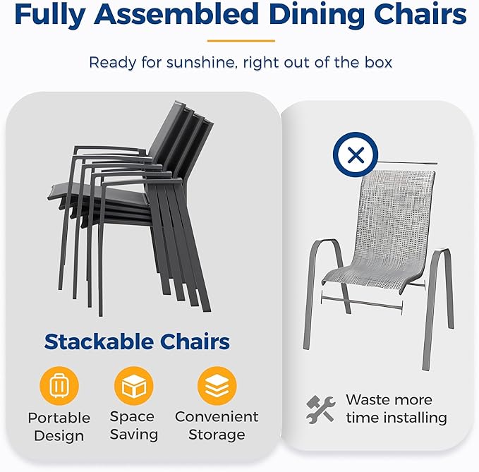 11 Piece Aluminum Outdoor Patio Dining Sets with Fully Assembled Dining Chair，91.3"L×39.4"W Expandable Patio Table and Chairs Set for 10, Stackable Chairs with Quick Drying Fabric, Grey