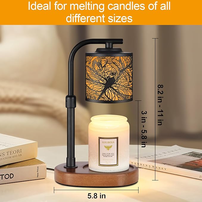 kobodon Candle Warmer Lamp with Timer, Electric Candle Lamp Warmer Christmas Birthday for Mom Women Home Bedroom Decor Wax Melt Warmer for Scented Wax with Jar Candles (Dragonfly)