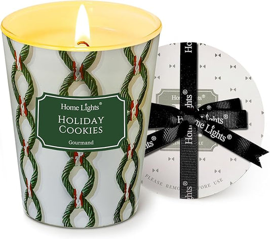 HomeLights 1-Wick Candles for Home Scented - 6.7oz Soy Wax Blend Candle Long-Lasting Fragrance, Rustic Modern Home Decor and Housewarming Gifts, Holiday Cookies