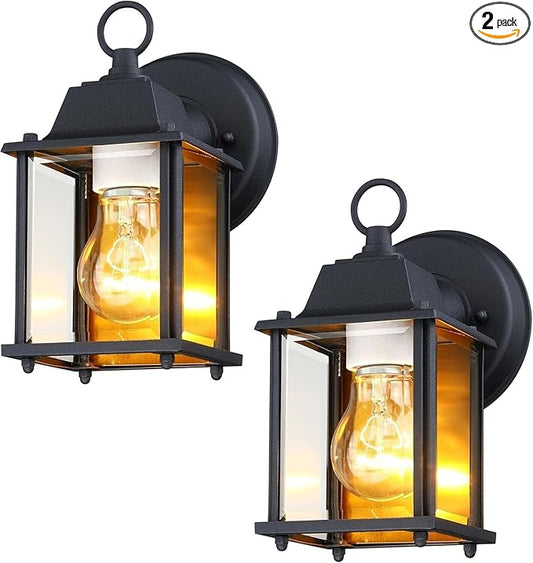 Designers Fountain Ivy Trail Outdoor Light Fixture Pack of 2, 8.25 Inch Exterior Wall Lantern Sconce Set for Front Door, Patio and Porch, Black, D334M-5EW-BK2