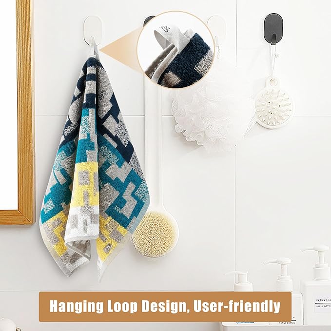 SEMAXE 18-Pack Bath Towel Set Include 6 Bath Towels, 6 Hand Towels, 6 Wash Cloths, 100% Cotton Bathroom Towels with Hanging Loops, Soft and Absorbent Towel, Colorful Towel - Checkered Collection