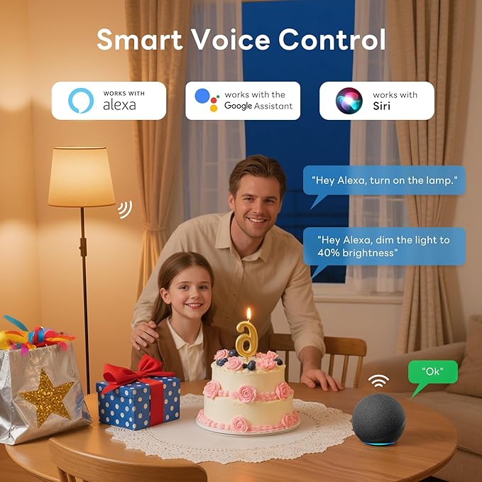 Smart Floor Lamp with RGBCW Color Change Bulb, Compatible with Alexa, Siri, Google Voice & App Control, Standing Lamp with Linen Shade, Tall Lamp for Living Room, Bedroom, Office,Black