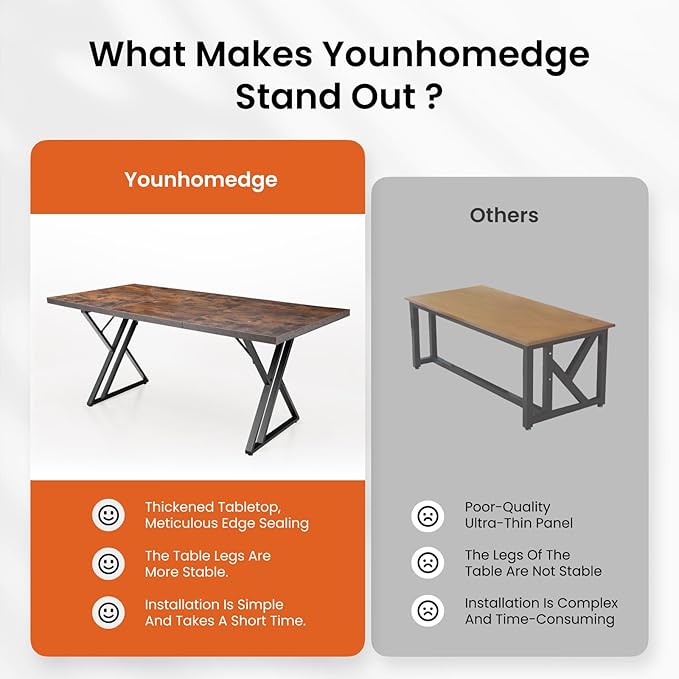 70.9Inch Office Desk, Executive Office Desk，Modern Industrial Style, Z-Shaped Table Legs, Country Black Wood Grain Top, for Home Office, Study, Conference (Iron Wood)