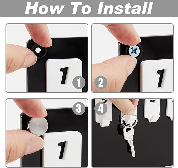 Acrylic Key Board with 30 No. Hooks Wall Mount Key Rack Holder Hanger Storage Collection for School, Garage, Car Dealer, Office, Hotel, Real Estate(Black)