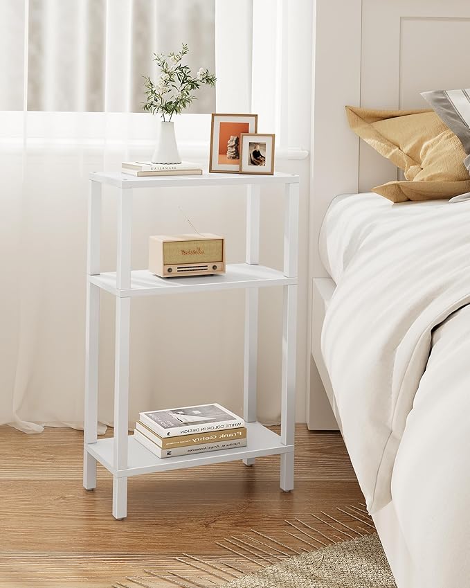 TUTOTAK Small Side Table, Narrow End Table, Skinny Sofa Table, Slim Nightstand, Couch Table, Living Room, Bed Room, White TB01BW0772
