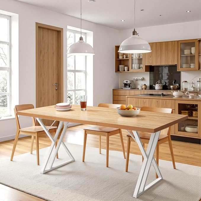 70.9Inch Office Desk, Executive Office Desk，Modern Industrial Style, Z-Shaped Table Legs, Country Black Wood Grain Top, for Home Office, Study, Conference (Natural)