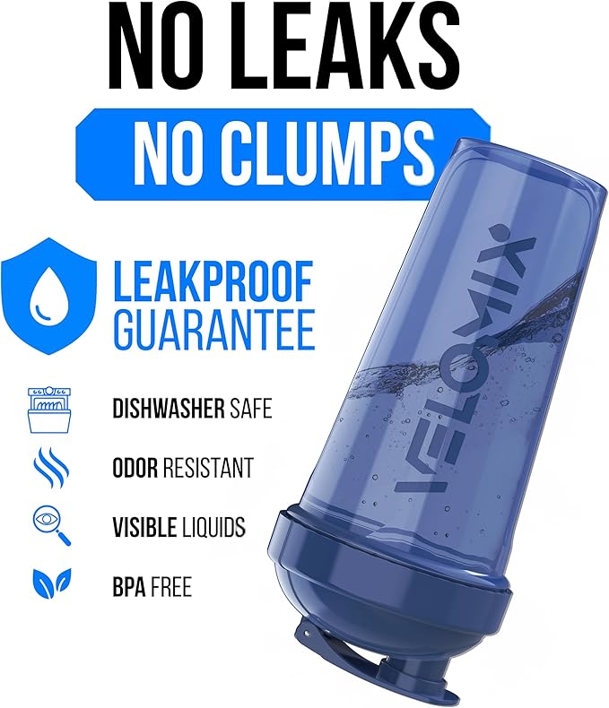 VELOMIX -6 PACK- 28 oz Protein Shaker Bottle for Protein Mixes - 6x Wire Whisk | Leak Proof Shaker Cups for Protein Shakes | Protein Shaker Bottle Pack | Protein Shake Cup (Elemental Mix)