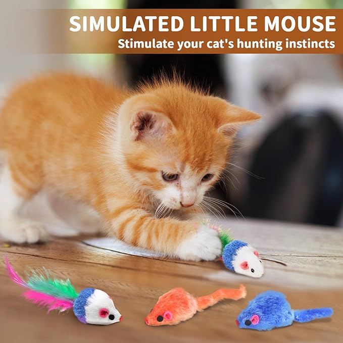 iCAGY 25-Piece Cat Toys Kit with Rainbow Cube Tunnel - Interactive Cat Toy Bundle for Indoor Cats, Kitten Playtime Variety Set Includes Springs, Balls, Mice & Noise Toys