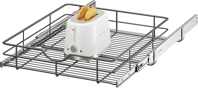 ALINE FURNITURE Pull Out Shelves - 20" W x 22" D Soft Close Pull Out Cabinet Organizer 1 Tier - Slide Out Drawers with Shelf Liner, Heavy Duty Steel Wire Baskets for Kitchen Cabinets, Pantry, Bathroom