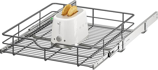 ALINE FURNITURE Pull Out Shelves - 20" W x 22" D Soft Close Pull Out Cabinet Organizer 1 Tier - Slide Out Drawers with Shelf Liner, Heavy Duty Steel Wire Baskets for Kitchen Cabinets, Pantry, Bathroom