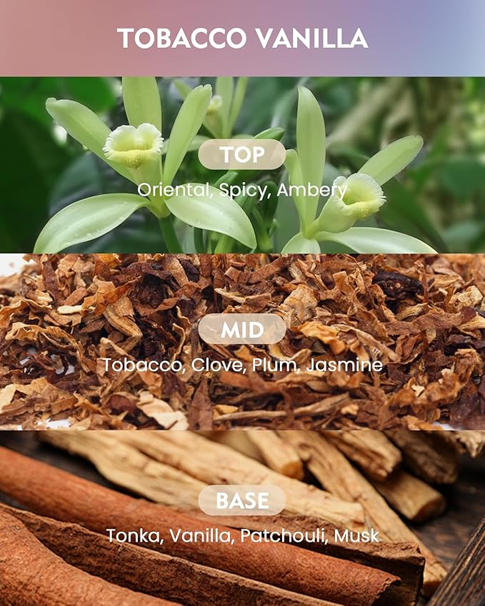 M&SENSE Tobacco Vanilla Scented, Soy Wax 11.6oz 60 Hours Clean Non Toxic Slow Burn,3 Wick Highly Scented Aromatherapy Candles for Relaxation, Holiday Gifts for Men&Women