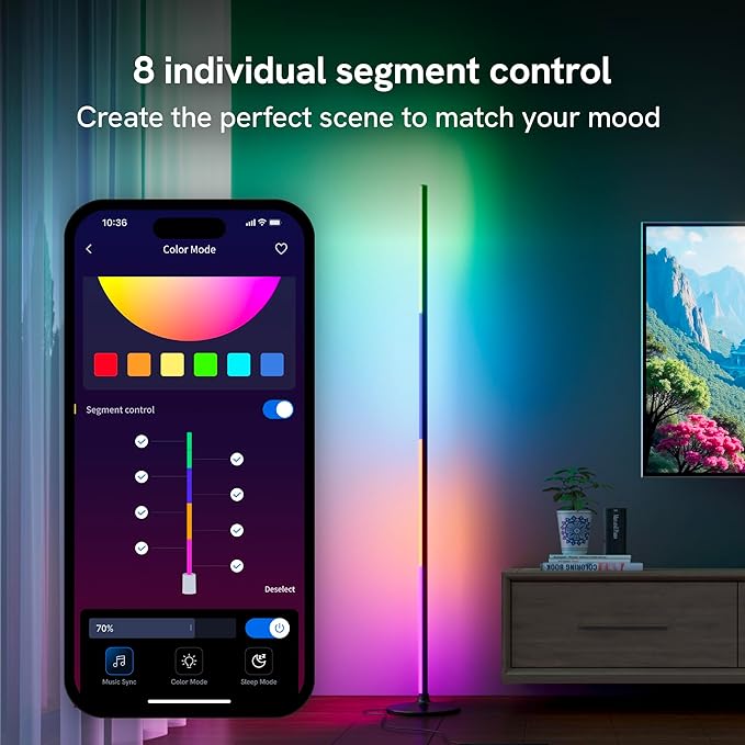 Aura TV LED Backlight + Aura LED Floor Lamp for 55 to 65 inch TV Immersion KIT - TV Backlight Sync to Screen Kit for Surround Lighting