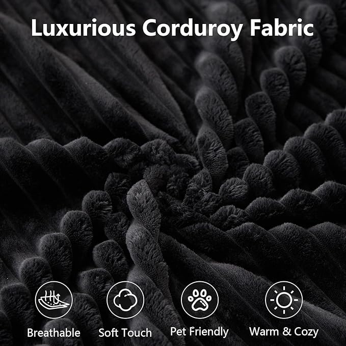 166.9" U-Shape Cloud Couch, Modern Modular Sectional Comfy L-Shape Sofa with Ottoman, Deep Seat, Upholstered Corduroy Sleeper Chaise Longue for Living Room Bedroom, No Assembly Required, Black