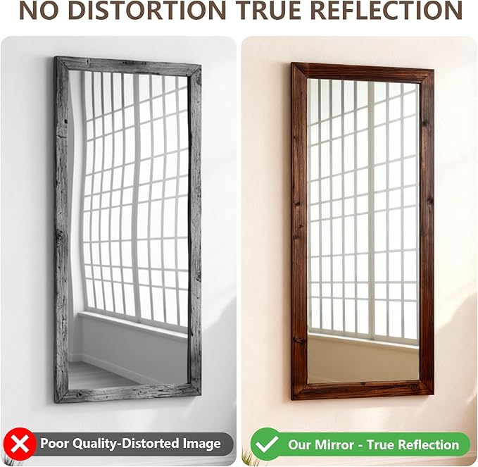 Yumyolk Full Length Mirror Large 72"x32" Floor Standing Mirror for Bedroom Living Room Hanging Wall-Mounted Brown