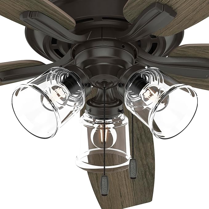 Hunter Fan 60 inch Traditional Noble Bronze Finish Indoor Ceiling Fan with LED Light Kit and Pull Chain (Renewed)