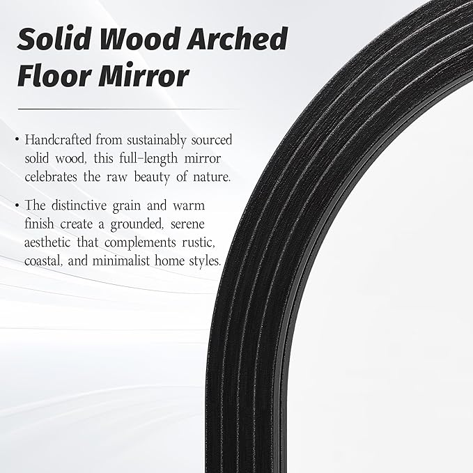 Antok Full Length Mirror 82"×44" Floor Mirror Standing Tall Mirror, Arched Stand up Large Wall Mirrors, Freestanding Full Body Mirrors for Bedroom Living Room Wood Vintage Style Black