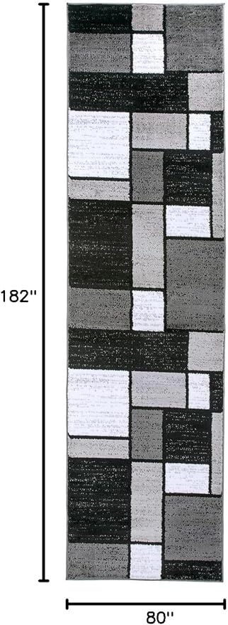 ugshop Contemporary Modern Boxes for Hallway,Living Room,Bedroom,Kitchen Non Shedding Runner Rug 2'7" x 6' Gray