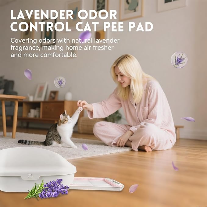 100 Count Cat Litter Pads for Tidy Cats Breeze Litter System 16.9 x 11.4 Inch Lavender Scented Cat Pad Refills Super Absorbent Quick-Dry Pee Pads for Cats(Pink)