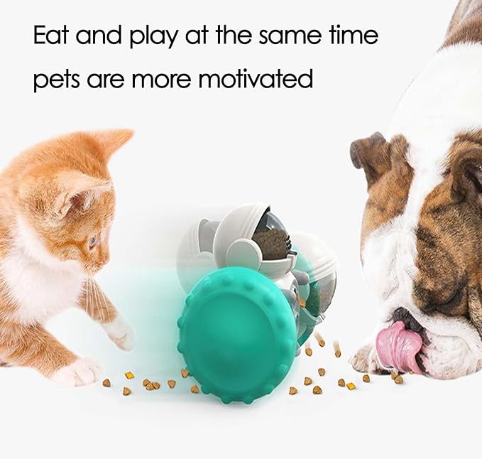 Leaking Treats Ball Pet Feeder Toy, Slow Feeder Dog Toy Interactive Wobble Treat Dispenser Ball for Cats & Small/Medium Dogs Mental Stimulation Puzzle Toy with Self-Balancing Design (Yellow)