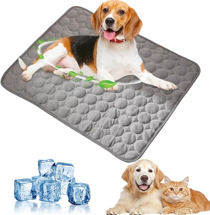 2025 New Dog Cooling Mat, Pet Cooling Mats, Summer Cool Pads Pet Mat Outdoor for Dogs & Cats, Pet Bed Mats Machine Washable(Grey, XL: 100×75 cm 39×30")